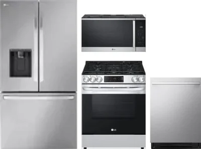 4 Piece Package Includes Refrigerator, Range, Microwave And Dishwasher