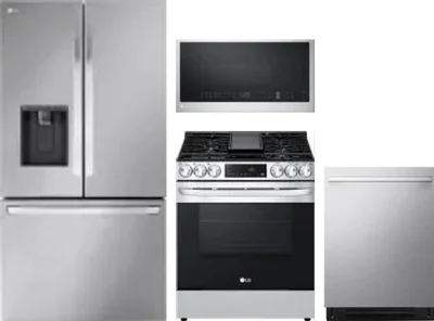 4 Piece Package Includes Refrigerator, Range, Microwave And Dishwasher