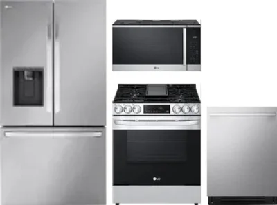 4 Piece Package Includes Refrigerator, Range, Microwave And Dishwasher