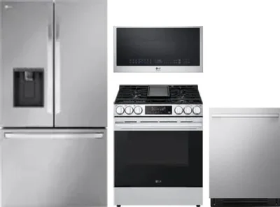 4 Piece Package Includes Refrigerator, Range, Microwave And Dishwasher