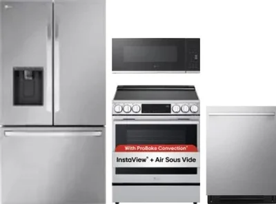 4 Piece Package Includes Refrigerator, Range, Microwave And Dishwasher