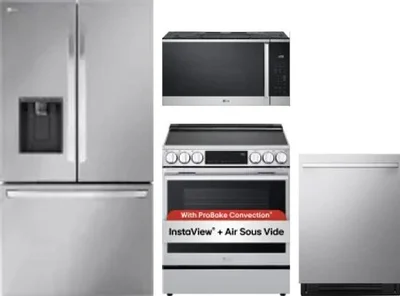 4 Piece Package Includes Refrigerator, Range, Microwave And Dishwasher