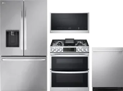 4 Piece Package Includes Refrigerator, Range, Microwave And Dishwasher