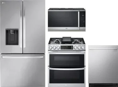 4 Piece Package Includes Refrigerator, Range, Microwave And Dishwasher