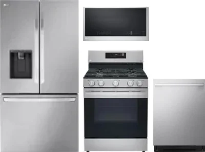 4 Piece Package Includes Refrigerator, Range, Microwave And Dishwasher
