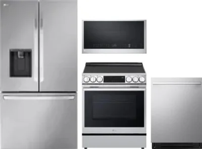 4 Piece Package Includes Refrigerator, Range, Microwave And Dishwasher