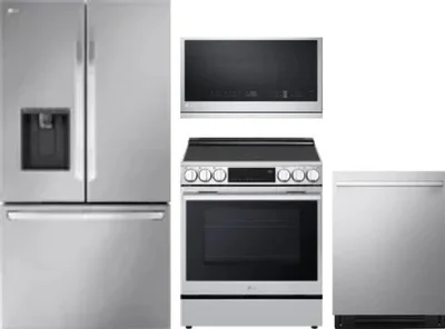 4 Piece Package Includes Refrigerator, Range, Microwave And Dishwasher