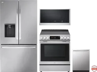 4 Piece Package Includes Refrigerator, Range, Microwave And Dishwasher