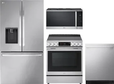 4 Piece Package Includes Refrigerator, Range, Microwave And Dishwasher
