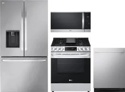 4 Piece Package Includes Refrigerator, Range, Microwave And Dishwasher