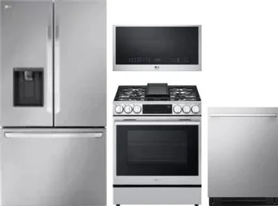 4 Piece Package Includes Refrigerator, Range, Microwave And Dishwasher