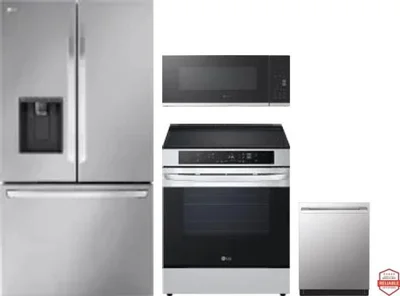 4 Piece Package Includes Refrigerator, Range, Microwave And Dishwasher