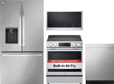 4 Piece Package Includes Refrigerator, Range, Microwave And Dishwasher