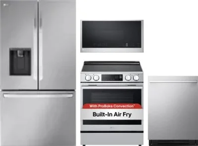 4 Piece Package Includes Refrigerator, Range, Microwave And Dishwasher