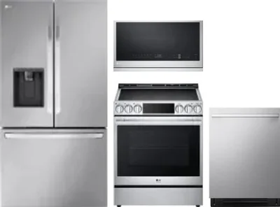 4 Piece Package Includes Refrigerator, Range, Microwave And Dishwasher