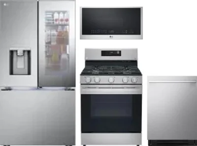 4 Piece Package Includes Refrigerator, Range, Microwave And Dishwasher