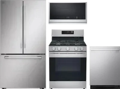 4 Piece Package Includes Refrigerator, Range, Microwave And Dishwasher