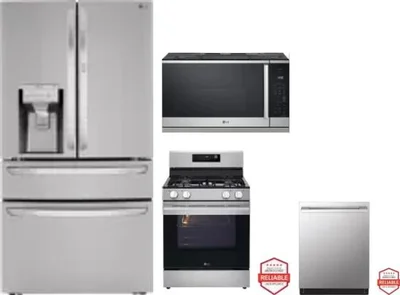 4 Piece Package Includes Refrigerator, Range, Microwave And Dishwasher