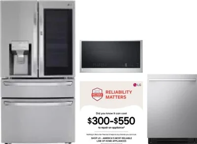 4 Piece Package Includes Refrigerator, Range, Microwave And Dishwasher
