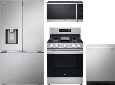 4 Piece Package Includes Refrigerator, Range, Microwave And Dishwasher