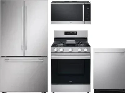 4 Piece Package Includes Refrigerator, Range, Microwave And Dishwasher