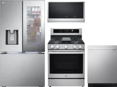 4 Piece Package Includes Refrigerator, Range, Microwave And Dishwasher
