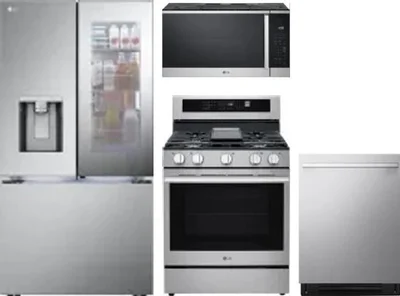 4 Piece Package Includes Refrigerator, Range, Microwave And Dishwasher