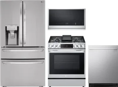 4 Piece Package Includes Refrigerator, Range, Microwave And Dishwasher