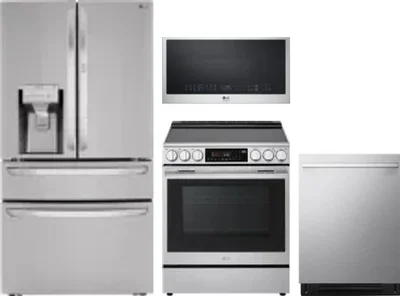 4 Piece Package Includes Refrigerator, Range, Microwave And Dishwasher