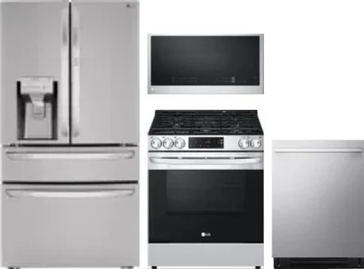4 Piece Package Includes Refrigerator, Range, Microwave And Dishwasher