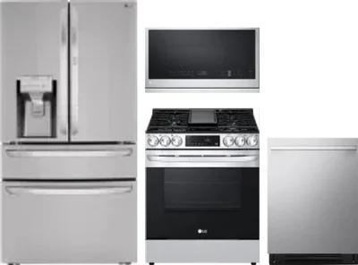 4 Piece Package Includes Refrigerator, Range, Microwave And Dishwasher