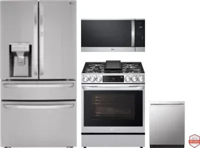 4 Piece Package Includes Refrigerator, Range, Microwave And Dishwasher