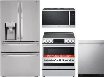 4 Piece Package Includes Refrigerator, Range, Microwave And Dishwasher