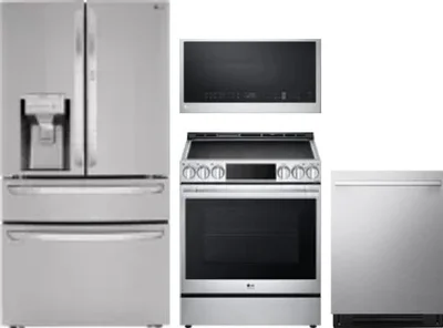 4 Piece Package Includes Refrigerator, Range, Microwave And Dishwasher