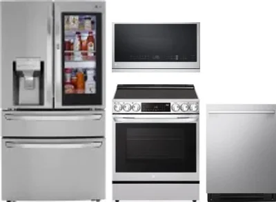 4 Piece Package Includes Refrigerator, Range, Microwave And Dishwasher