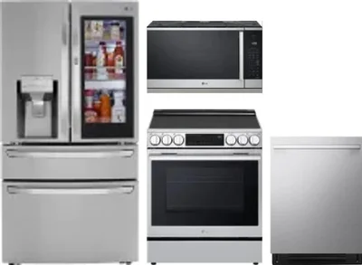 4 Piece Package Includes Refrigerator, Range, Microwave And Dishwasher