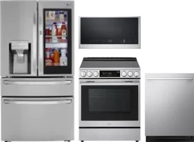 4 Piece Package Includes Refrigerator, Range, Microwave And Dishwasher