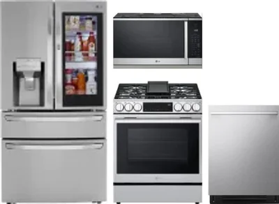 4 Piece Package Includes Refrigerator, Range, Microwave And Dishwasher