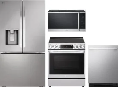 4 Piece Package Includes Refrigerator, Range, Microwave And Dishwasher