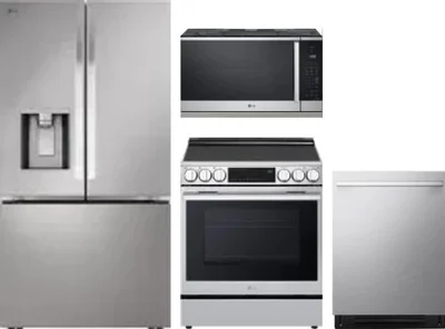 4 Piece Package Includes Refrigerator, Range, Microwave And Dishwasher