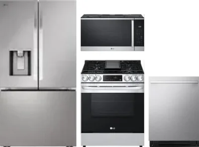 4 Piece Package Includes Refrigerator, Range, Microwave And Dishwasher