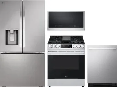 4 Piece Package Includes Refrigerator, Range, Microwave And Dishwasher