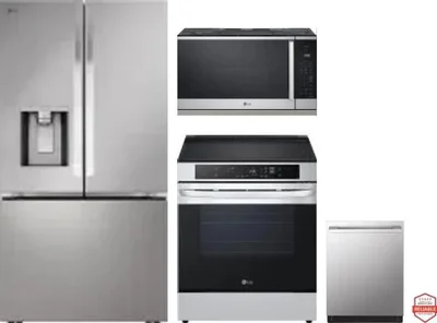 4 Piece Package Includes Refrigerator, Range, Microwave And Dishwasher