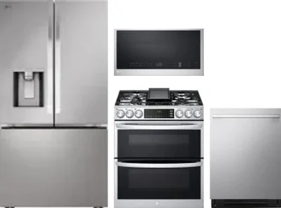 4 Piece Package Includes Refrigerator, Range, Microwave And Dishwasher