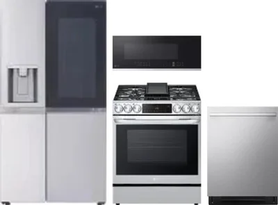 4 Piece Package Includes Refrigerator, Range, Microwave And Dishwasher