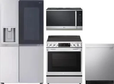 4 Piece Package Includes Refrigerator, Range, Microwave And Dishwasher