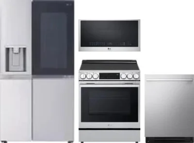 4 Piece Package Includes Refrigerator, Range, Microwave And Dishwasher