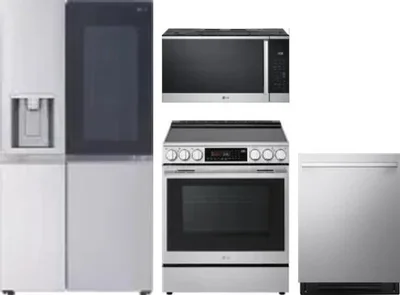 4 Piece Package Includes Refrigerator, Range, Microwave And Dishwasher