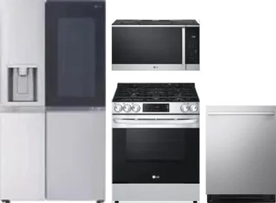 4 Piece Package Includes Refrigerator, Range, Microwave And Dishwasher