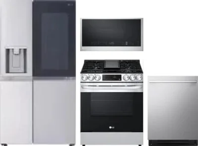 4 Piece Package Includes Refrigerator, Range, Microwave And Dishwasher